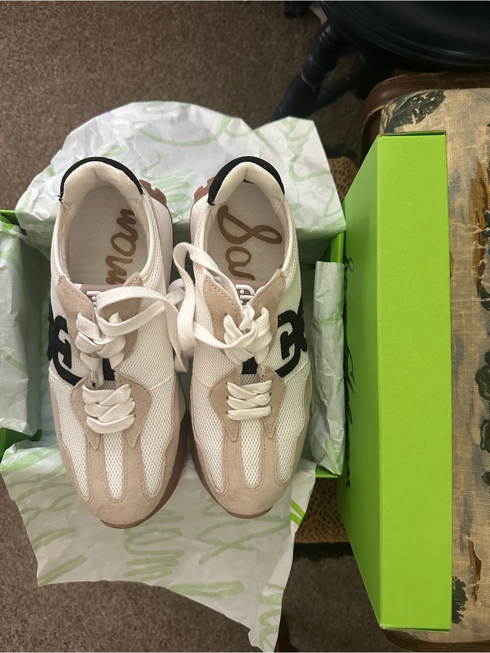 Sam Edelman Tan White Black Accent Sneakers - Picture 7 of 8